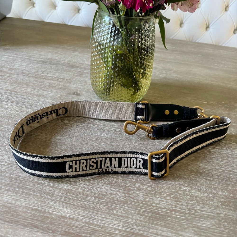 Dior Black and Cream Christian Dior Adjustable Strap
